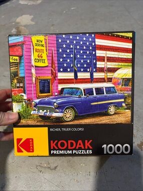 🔥BUNDLESALE Kodak Vintage Station Wagon American Flag Mural 1000 Piece Puzzle